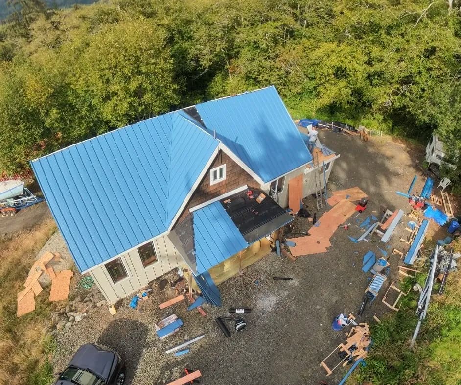 Tahoe Blue Metal Roof Installation in Raymond WA image