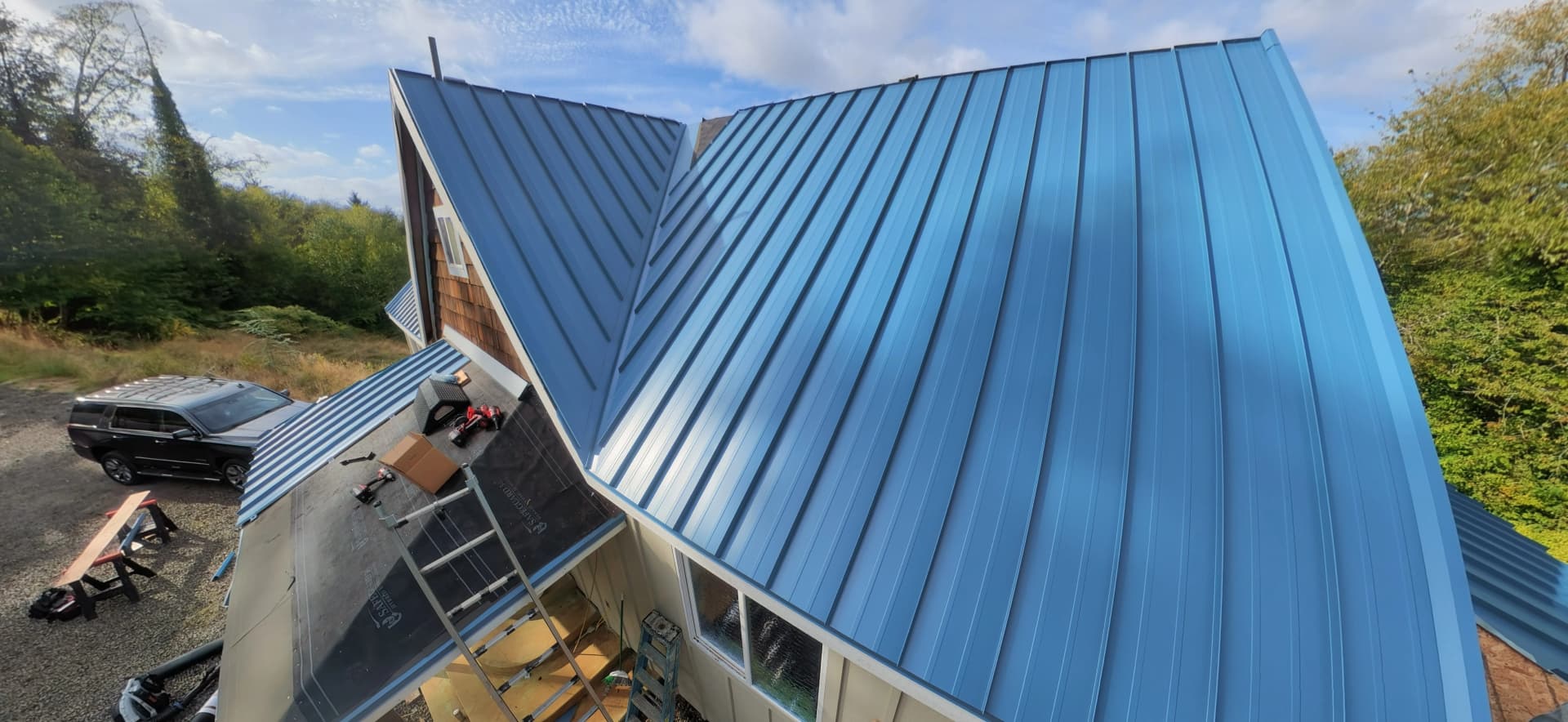 Gallery photos for Tahoe Blue Metal Roof Installation in Raymond WA: Image #1